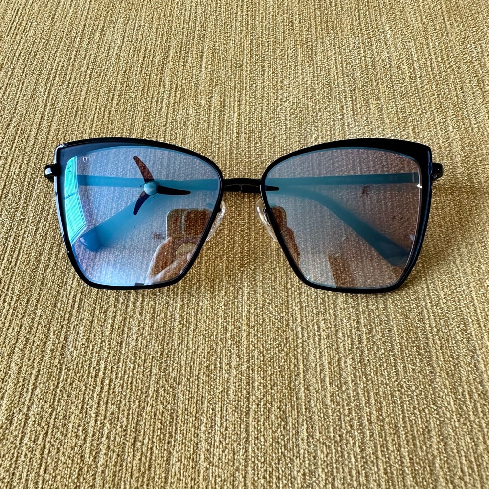 Diff Eyewear Becky Black and Blue Sunglasses
